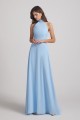 A-Line High Neck Halter Open Back Chiffon Bridesmaid Dresses