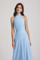 A-Line High Neck Halter Open Back Chiffon Bridesmaid Dresses