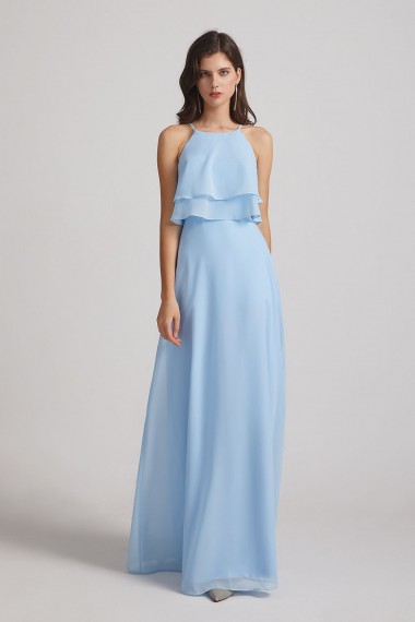 Jewel Ruffle Tiered Sleeveless Chiffon Maxi Dresses