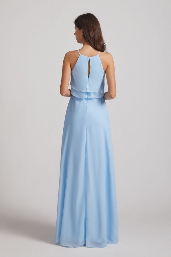 Jewel Ruffle Tiered Sleeveless Chiffon Maxi Dresses