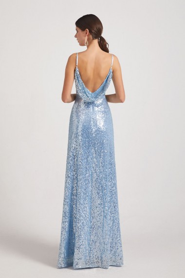 Spaghetti Straps V-Neck Backless Sequin Bridesmaid Dresses