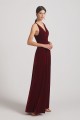 Velvet Cowl Neck Bridesmaid Dresses with Open Back