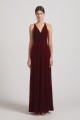 Velvet Cowl Neck Bridesmaid Dresses with Open Back