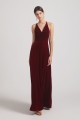 Velvet Cowl Neck Bridesmaid Dresses with Open Back