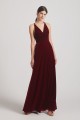 Velvet Cowl Neck Bridesmaid Dresses with Open Back