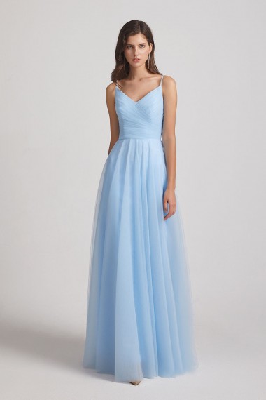 Floor Length Tulle Formal Dresses with Spaghetti Straps