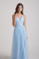 Backless Tulle V-Neck Spaghetti Straps A-Line Bridesmaid Dresses