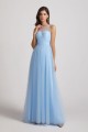 Sleeveless Ruched Tulle Jewel Illusion Bridesmaid Dresses