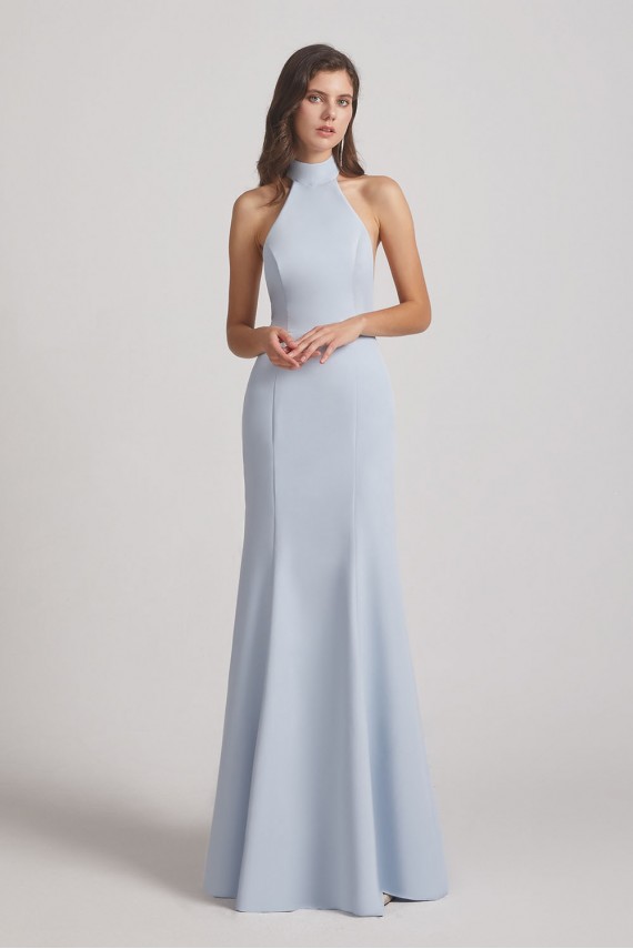 Trumpet Backless High Neck Halter Bridesmaid Dresses