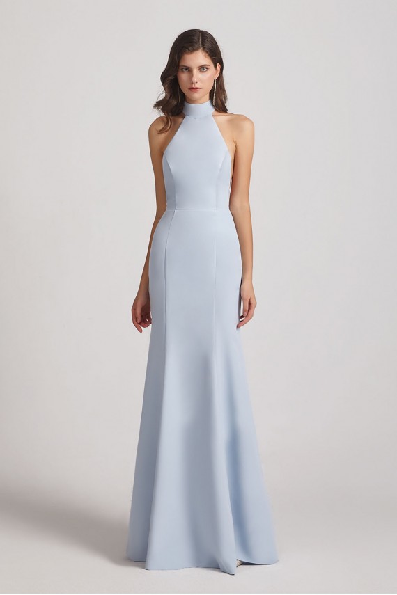 Trumpet Backless High Neck Halter Bridesmaid Dresses