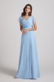 V-Neck Flutter Sleeve Backless Chiffon Bridesmaid Dresses with Side Slit
