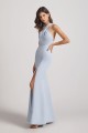 Sheath Cross Neck and Back Bridesmaid Dresses with Thigh Slit