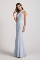 Sheath Cross Neck and Back Bridesmaid Dresses with Thigh Slit
