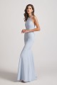 Halter Criss Cross Back Blue Long Bridesmaid Dresses