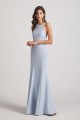 Halter Criss Cross Back Blue Long Bridesmaid Dresses