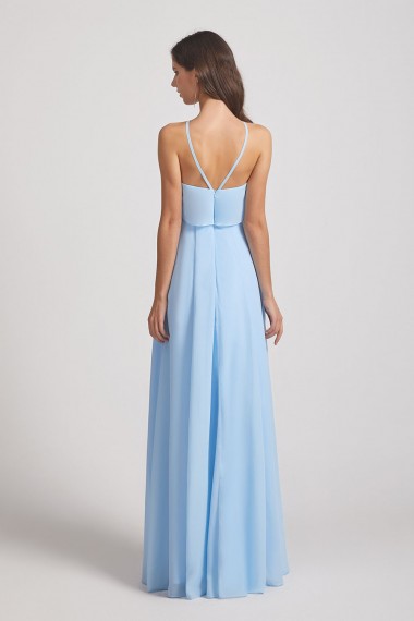 Ruffled Halter Neckline A-Line Skirt Slit Bridesmaid Dresses