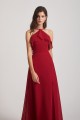 Ruffled Neckline Halter A-Line Chiffon Bridesmaid Dresses