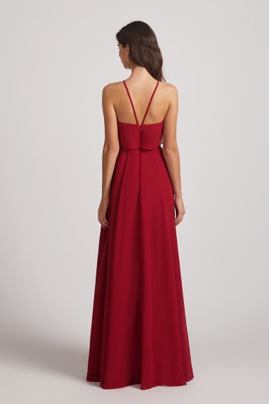 Ruffled Neckline Halter A-Line Chiffon Bridesmaid Dresses