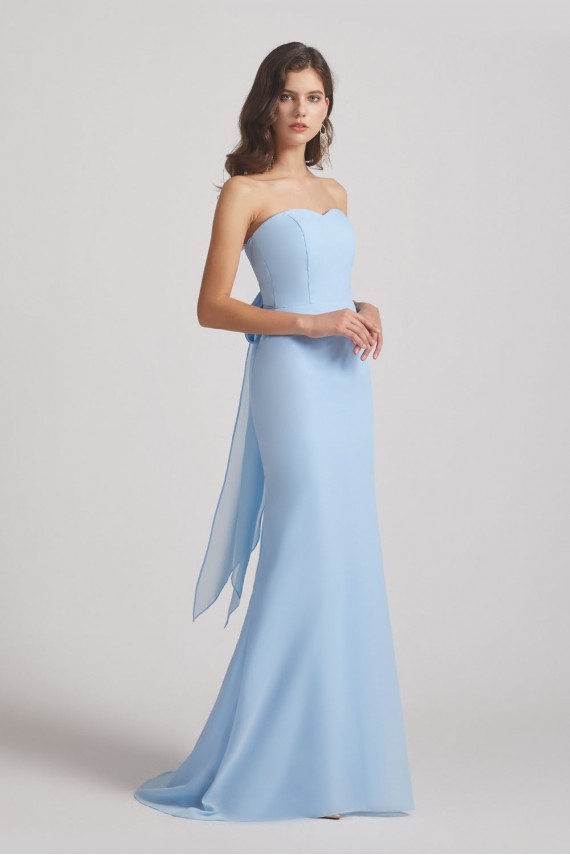 Light Sky Blue Chiffon Strapless Sweetheart Bridesmaid Dresses