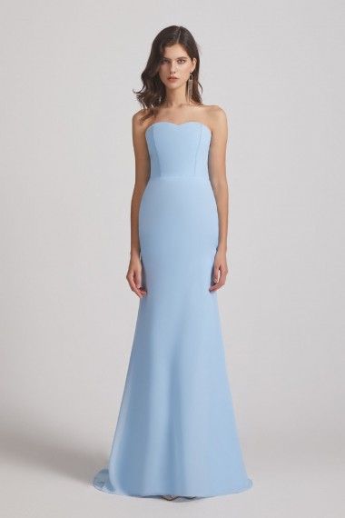 Light Sky Blue Chiffon Strapless Sweetheart Bridesmaid Dresses