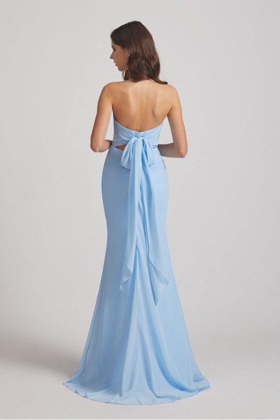 Light Sky Blue Chiffon Strapless Sweetheart Bridesmaid Dresses