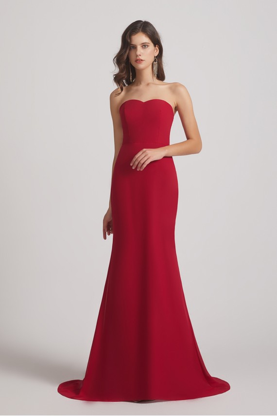 Strapless Sweetheart Chiffon Sheath Bridesmaid Dresses