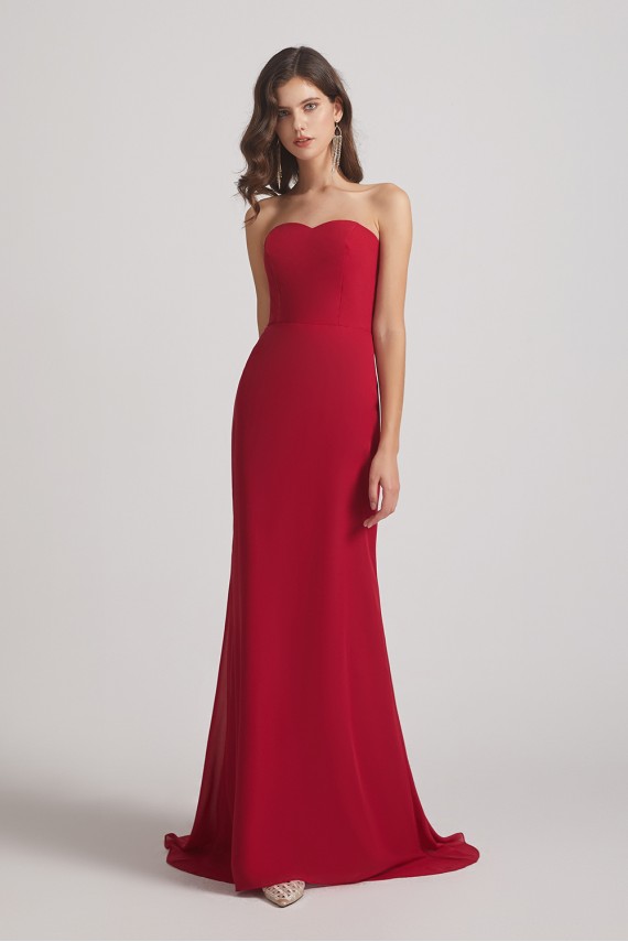 Strapless Sweetheart Chiffon Sheath Bridesmaid Dresses