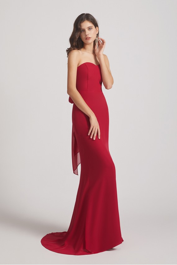 Strapless Sweetheart Chiffon Sheath Bridesmaid Dresses