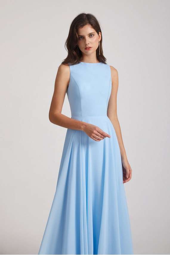 Long Sleeveless Open Back Chiffon Maxi Dresses