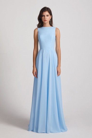 Long Sleeveless Open Back Chiffon Maxi Dresses