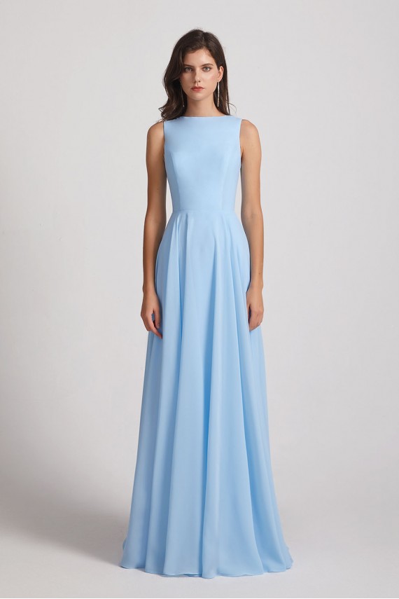 Long Sleeveless Open Back Chiffon Maxi Dresses
