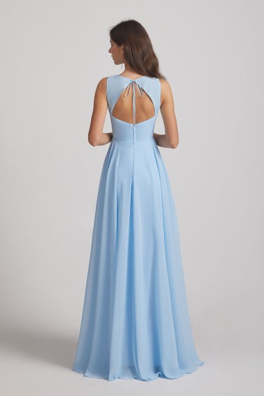 Long Sleeveless Open Back Chiffon Maxi Dresses