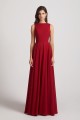 Jewel A-line Chiffon Open Back Bridesmaid Dresses