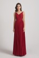 Spaghetti Straps V-Neck Ruched Chiffon Bridesmaid Dresses
