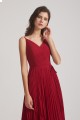 Spaghetti Straps V-Neck Ruched Chiffon Bridesmaid Dresses