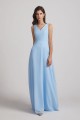 V-Neck Straps A-Line Chiffon Bridesmaid Dresses with Tied Sash
