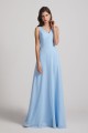 V-Neck Straps A-Line Chiffon Bridesmaid Dresses with Tied Sash