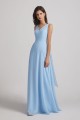 V-Neck Straps A-Line Chiffon Bridesmaid Dresses with Tied Sash