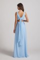 V-Neck Straps A-Line Chiffon Bridesmaid Dresses with Tied Sash