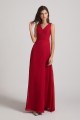 V-Neck Tie Back A-line Chiffon Long Bridesmaid Dresses