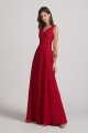 V-Neck Tie Back A-line Chiffon Long Bridesmaid Dresses