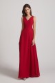V-Neck Tie Back A-line Chiffon Long Bridesmaid Dresses