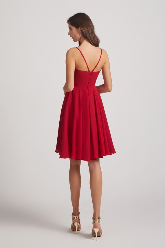 Spaghetti Straps Short V-Neck Chiffon Party Dresses