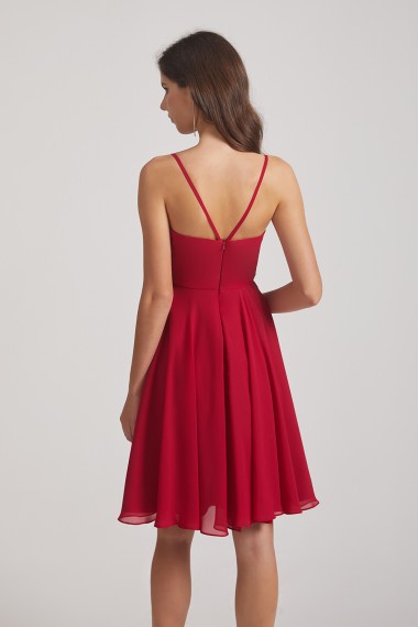 Spaghetti Straps Short V-Neck Chiffon Party Dresses