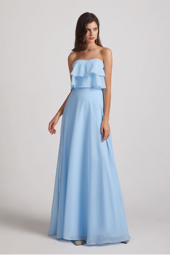 Strapless Long Chiffon Boho Bridesmaid Dresses