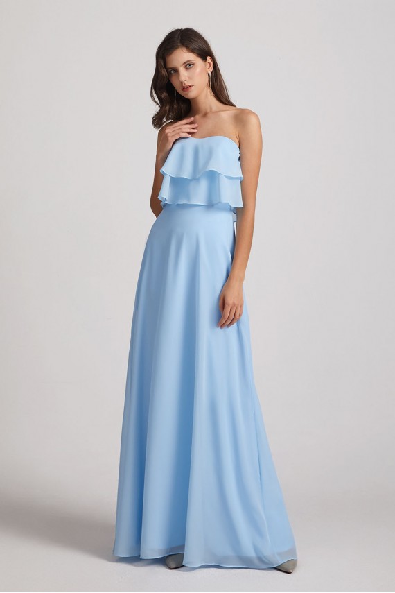 Strapless Long Chiffon Boho Bridesmaid Dresses
