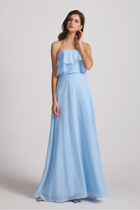 Strapless Long Chiffon Boho Bridesmaid Dresses