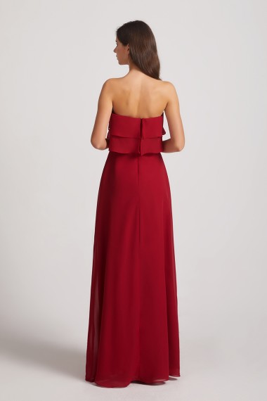 Strapless Chiffon Bridesmaid Dresses with Tiered Ruffles