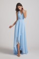 V-Neck Sleeveless Criss-Cross Back Asymmetrical Hi-Lo Bridesmaid Dresses