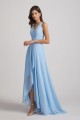V-Neck Sleeveless Criss-Cross Back Asymmetrical Hi-Lo Bridesmaid Dresses